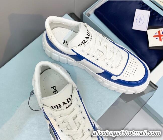 Pretty Style Prada Logo Leather Sneakers Blue/White 926034