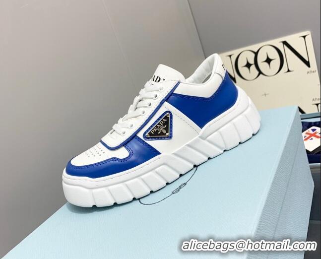 Pretty Style Prada Logo Leather Sneakers Blue/White 926034