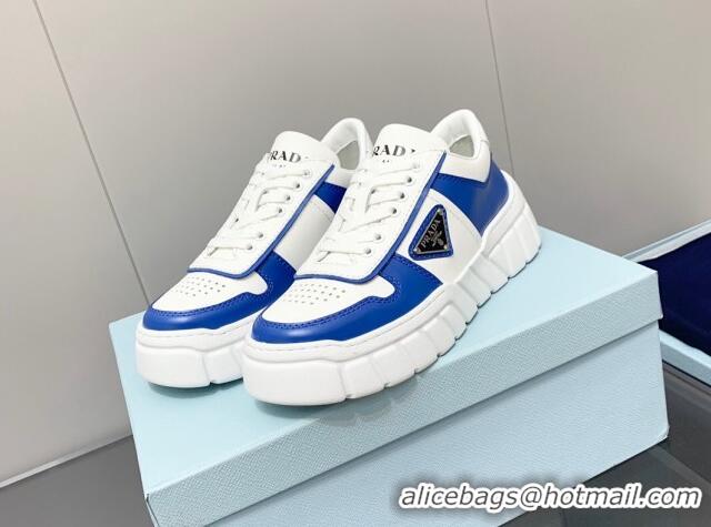 Pretty Style Prada Logo Leather Sneakers Blue/White 926034