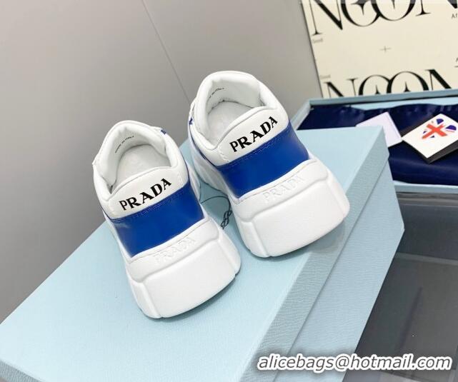 Pretty Style Prada Logo Leather Sneakers Blue/White 926034