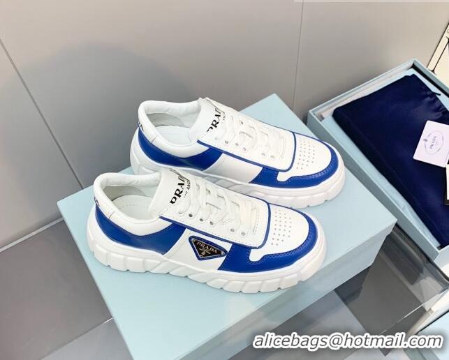 Pretty Style Prada Logo Leather Sneakers Blue/White 926034