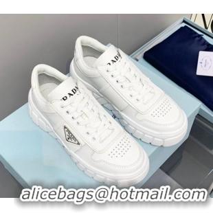 Grade Quality Prada Logo Leather Sneakers White 926035