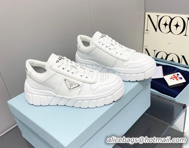 Grade Quality Prada Logo Leather Sneakers White 926035