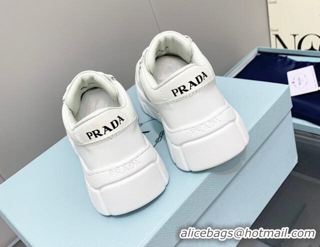 Grade Quality Prada Logo Leather Sneakers White 926035