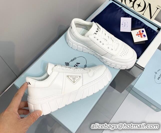 Grade Quality Prada Logo Leather Sneakers White 926035