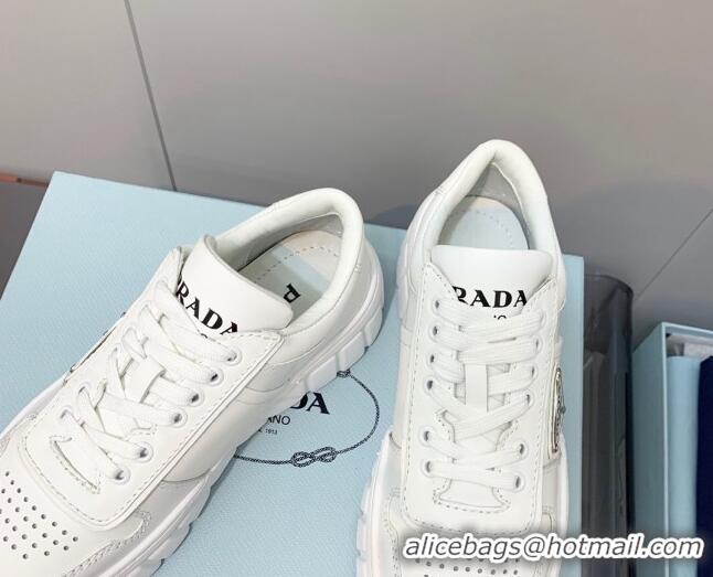 Grade Quality Prada Logo Leather Sneakers White 926035