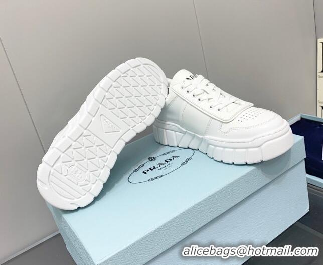 Grade Quality Prada Logo Leather Sneakers White 926035