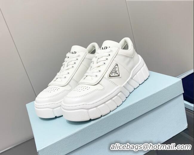 Grade Quality Prada Logo Leather Sneakers White 926035