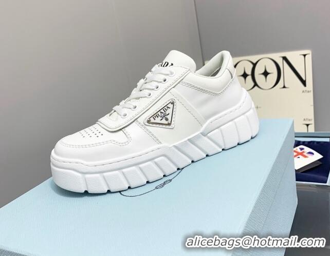 Grade Quality Prada Logo Leather Sneakers White 926035