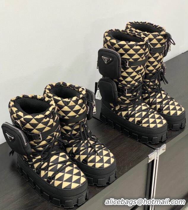 Unique Style Prada Nylon gabardine après-ski boots with Pouch Beige 1U007N