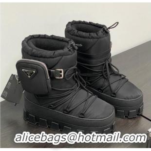 Cheap Price Prada Nylon gabardine après-ski boots with Pouch Black 1U007N