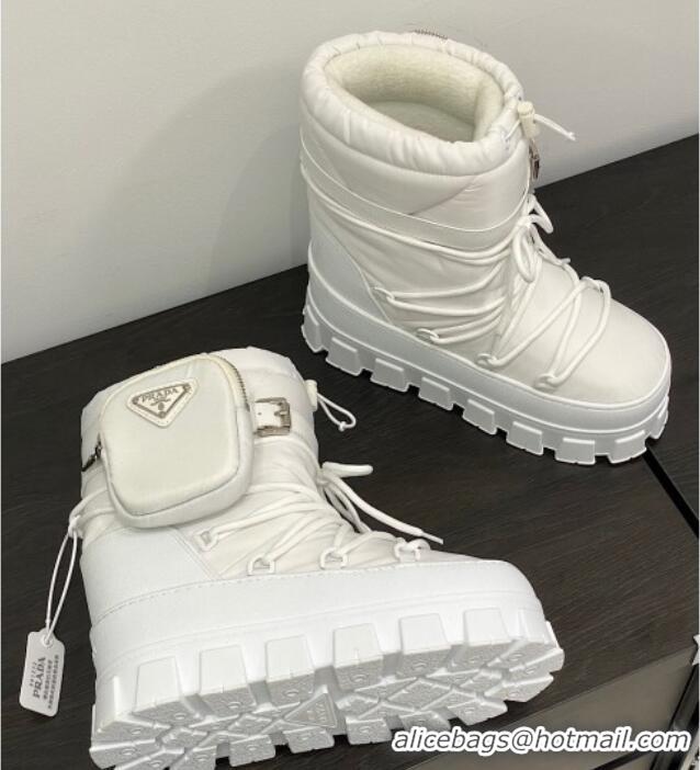 Good Looking Prada Nylon gabardine après-ski boots with Pouch White 1U007N