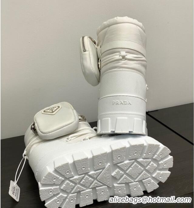 Good Looking Prada Nylon gabardine après-ski boots with Pouch White 1U007N