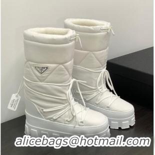 Popular Style Prada Nylon gabardine après-ski boots White 1U007N2