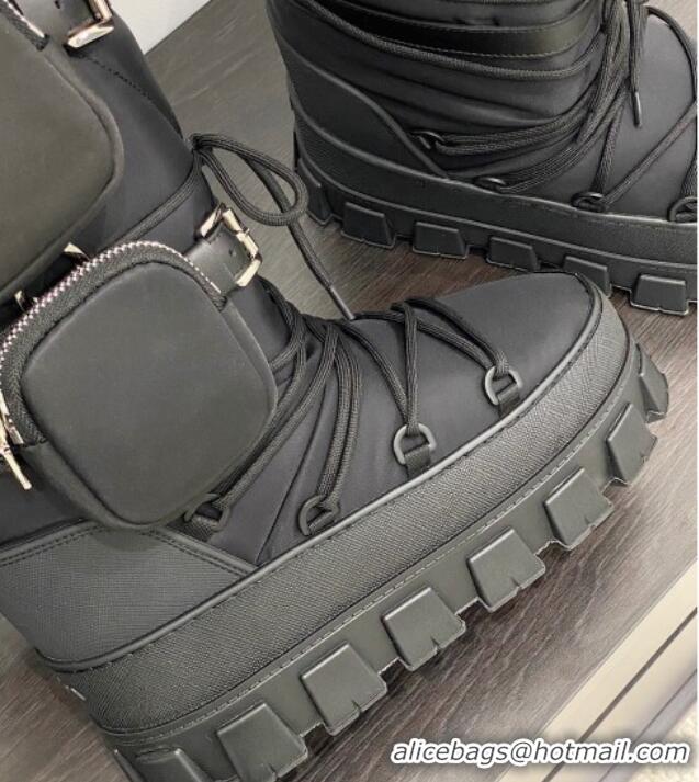 Top Grade Prada Nylon gabardine après-ski boots with Pouch Black 1U007N