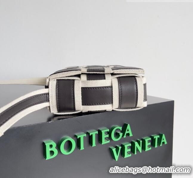 New Design Bottega Veneta Cassette Cross-body Bag in Leather and Woven Canvas 755217 Black 2023