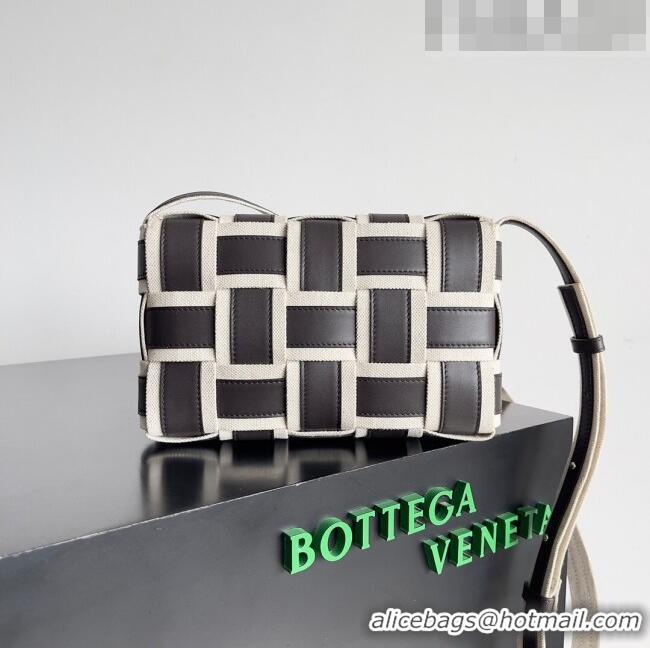 New Design Bottega Veneta Cassette Cross-body Bag in Leather and Woven Canvas 755217 Black 2023