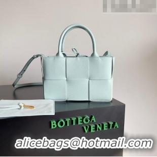 Famous Brand Bottega Veneta Mini Arco Tote Bag in Grained Leather 709337 Light Blue 2023