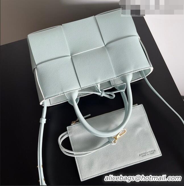 Famous Brand Bottega Veneta Mini Arco Tote Bag in Grained Leather 709337 Light Blue 2023