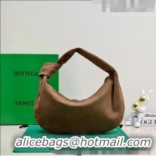 Top Grade Bottega Veneta Small Jodie Hobo Bag in Corduroy Suede Jacobean 600261 Brown 2023