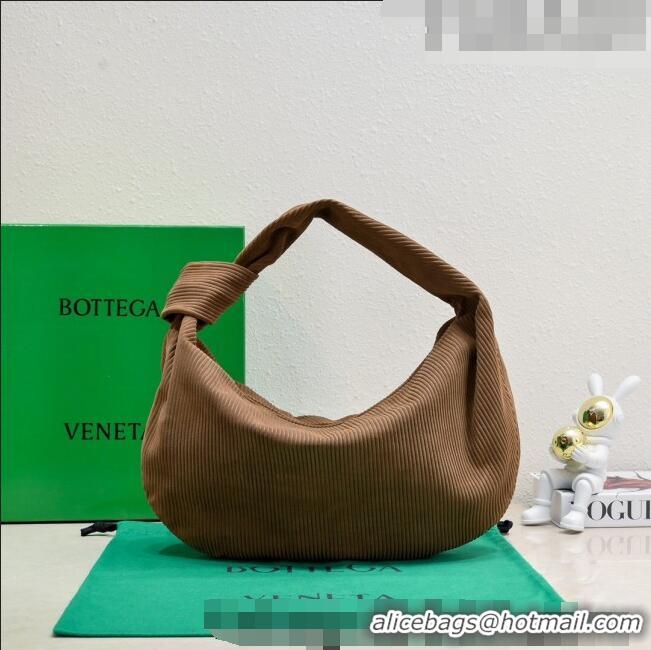 Top Grade Bottega Veneta Small Jodie Hobo Bag in Corduroy Suede Jacobean 600261 Brown 2023