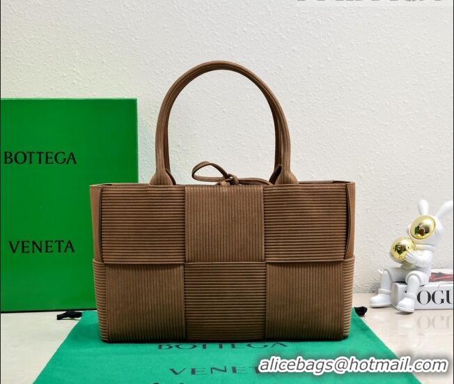 Top Design Bottega Veneta Small Arco Tote Bag in Corduroy Suede Jacobean 757822 Brown 2023