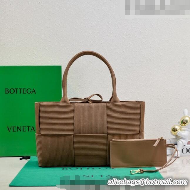 Top Design Bottega Veneta Small Arco Tote Bag in Corduroy Suede Jacobean 757822 Brown 2023