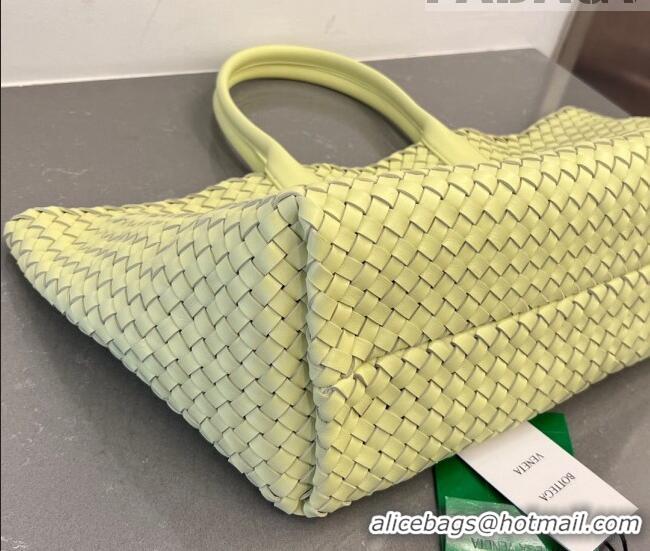 Super Quality Bottega Veneta Large Cabat Tote Bag in Intreccio Leather Ice Cream 608811 Yellow 2023