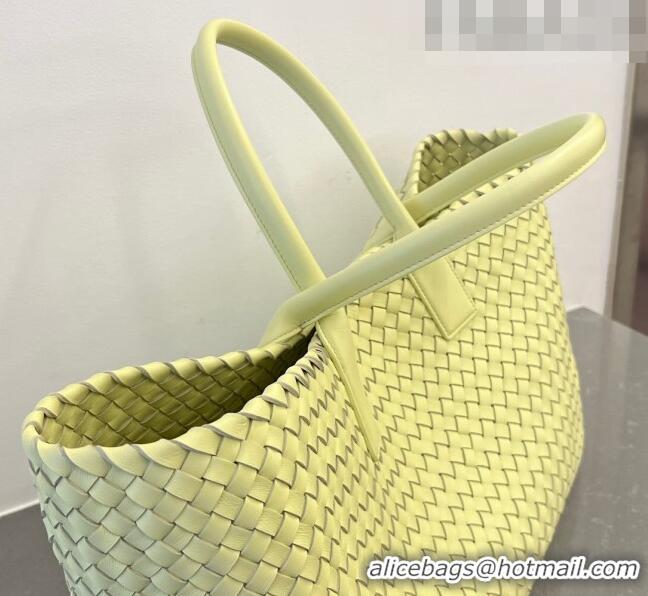 Super Quality Bottega Veneta Large Cabat Tote Bag in Intreccio Leather Ice Cream 608811 Yellow 2023