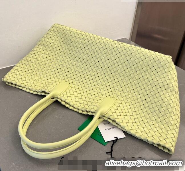 Super Quality Bottega Veneta Large Cabat Tote Bag in Intreccio Leather Ice Cream 608811 Yellow 2023