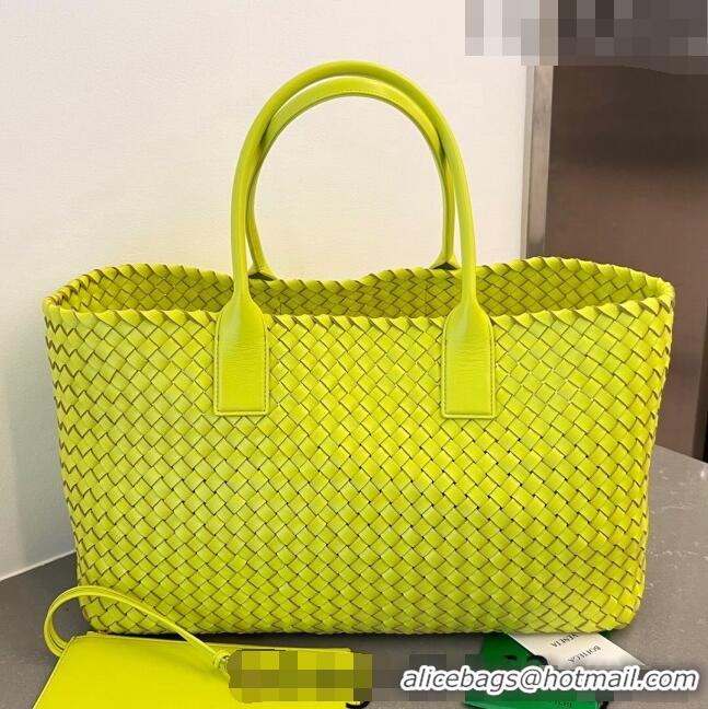 Top Quality Bottega Veneta Large Cabat Tote Bag in Intreccio Leather 608811 Kiwi Green 2023