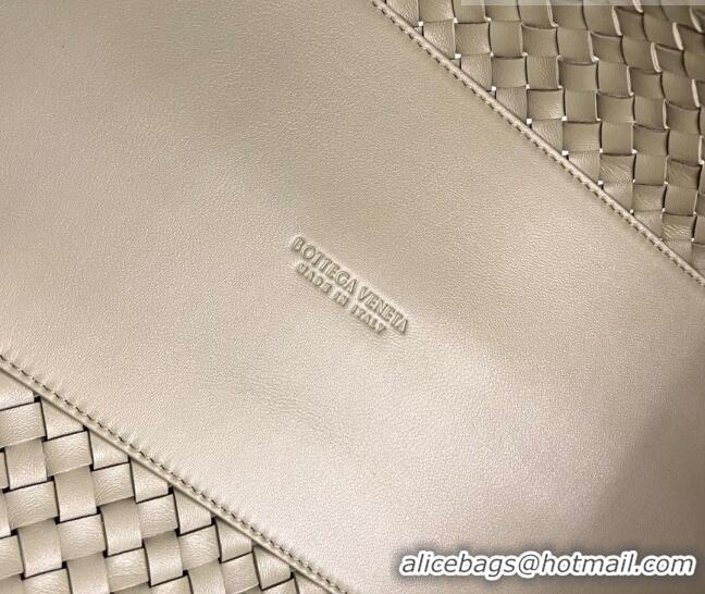 Grade Quality Bottega Veneta Large Cabat Tote Bag in Intreccio Leather 608811 Travetine Green 2023