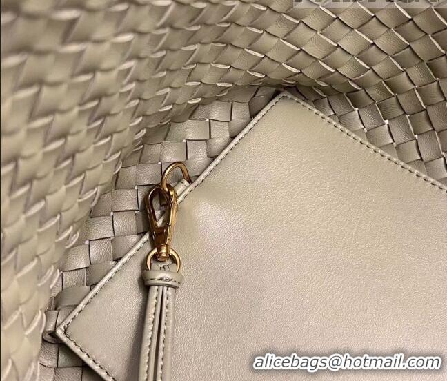 Grade Quality Bottega Veneta Large Cabat Tote Bag in Intreccio Leather 608811 Travetine Green 2023