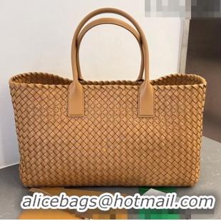 Well Crafted Bottega Veneta Large Cabat Tote Bag in Intreccio Leather 608811 Light Brown 2023