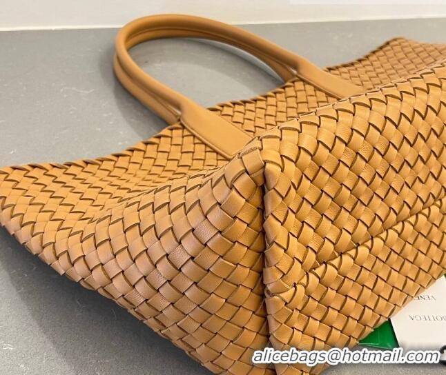 Well Crafted Bottega Veneta Large Cabat Tote Bag in Intreccio Leather 608811 Light Brown 2023