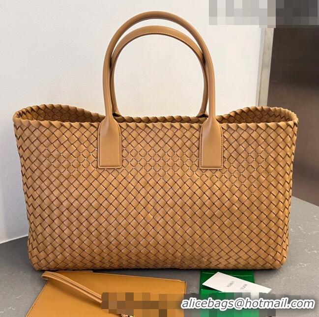 Well Crafted Bottega Veneta Large Cabat Tote Bag in Intreccio Leather 608811 Light Brown 2023