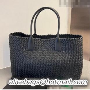 Luxury Cheap Bottega Veneta Large Cabat Tote Bag in Intreccio Leather 608811 Black 2023