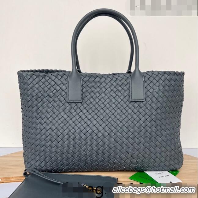 Sophisticated Bottega Veneta Large Cabat Tote Bag in Intreccio Leather 608811 Grey 2023