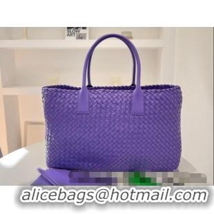 Well Crafted Bottega Veneta Large Cabat Tote Bag in Intreccio Leather 608811 Purple 2023