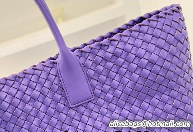 Well Crafted Bottega Veneta Large Cabat Tote Bag in Intreccio Leather 608811 Purple 2023