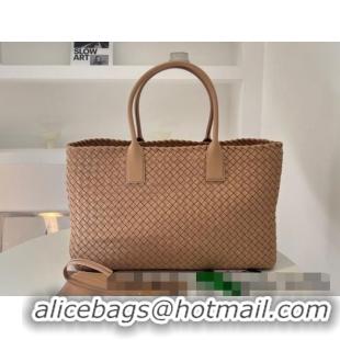 Top Grade Bottega Veneta Large Cabat Tote Bag in Intreccio Leather 608811 Nude 2023