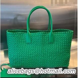 Promotional Bottega Veneta Large Cabat Tote Bag in Intreccio Leather 608811 Parrot Green 2023