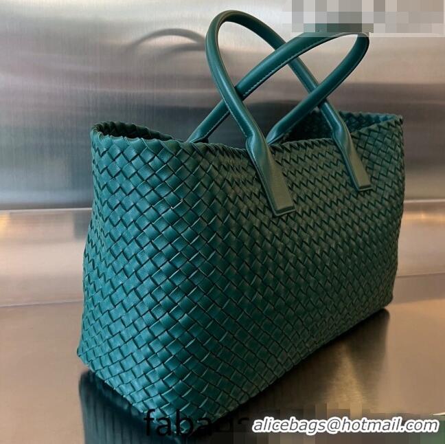 Top Quality Bottega Veneta Large Cabat Tote Bag in Intreccio Leather 608811 Green 2023