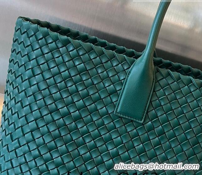 Top Quality Bottega Veneta Large Cabat Tote Bag in Intreccio Leather 608811 Green 2023