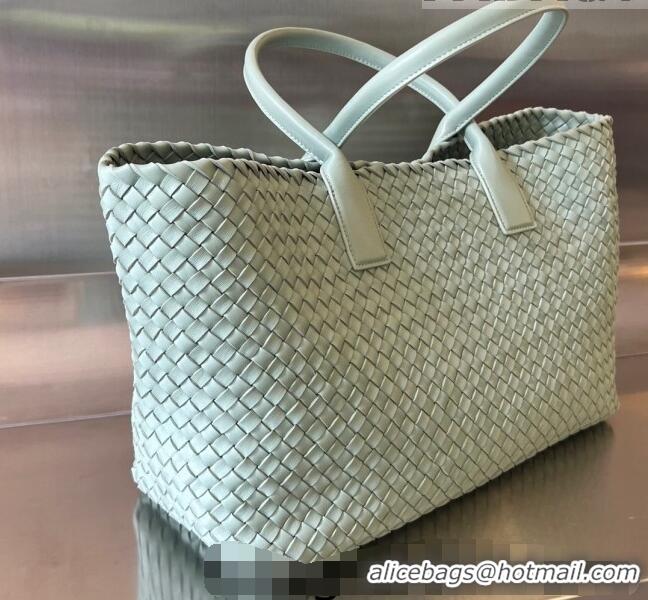 Popular Style Bottega Veneta Large Cabat Tote Bag in Intreccio Leather 608811 Sage Green 2023