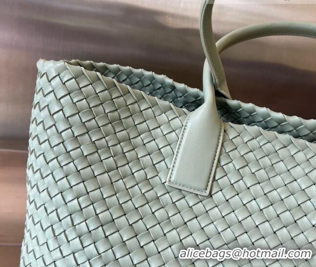 Popular Style Bottega Veneta Large Cabat Tote Bag in Intreccio Leather 608811 Sage Green 2023