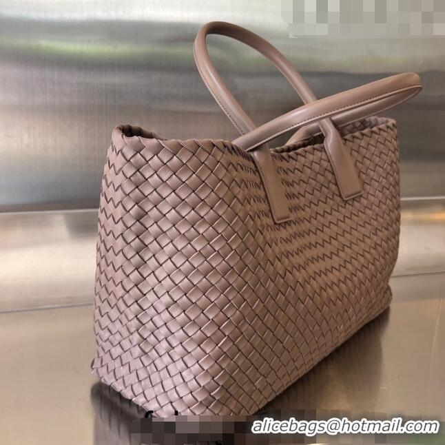 Best Quality Bottega Veneta Large Cabat Tote Bag in Intreccio Leather 60881 Khaki 21023