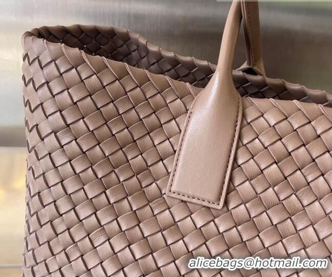 Best Quality Bottega Veneta Large Cabat Tote Bag in Intreccio Leather 60881 Khaki 21023