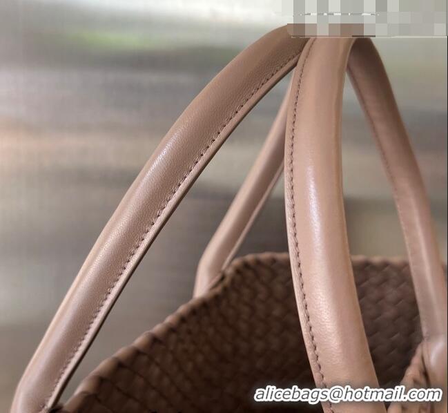 Best Quality Bottega Veneta Large Cabat Tote Bag in Intreccio Leather 60881 Khaki 21023