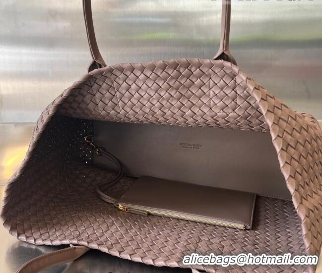 Best Quality Bottega Veneta Large Cabat Tote Bag in Intreccio Leather 60881 Khaki 21023